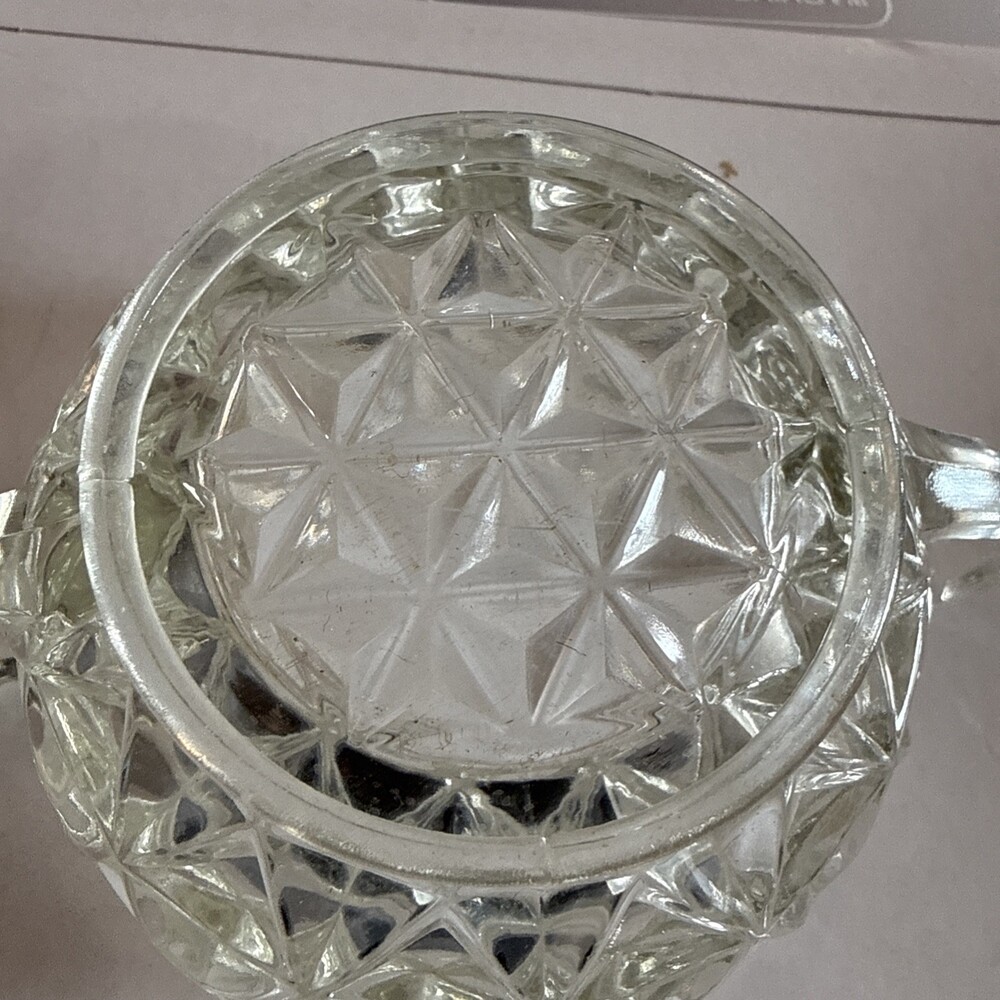 Imperial Glass Sugar Bowl W/Handles Mt Vernon Pattern Crisscross Diamonds MCM - Picture 3 of 3